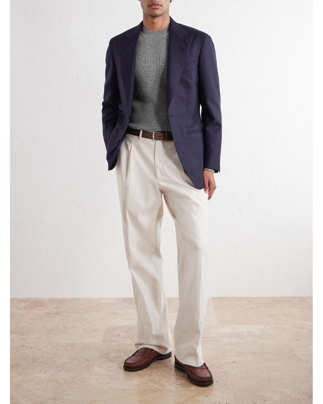 Slowear Gray Zanone Slim-Fit Ribbed Wool Sweater for men