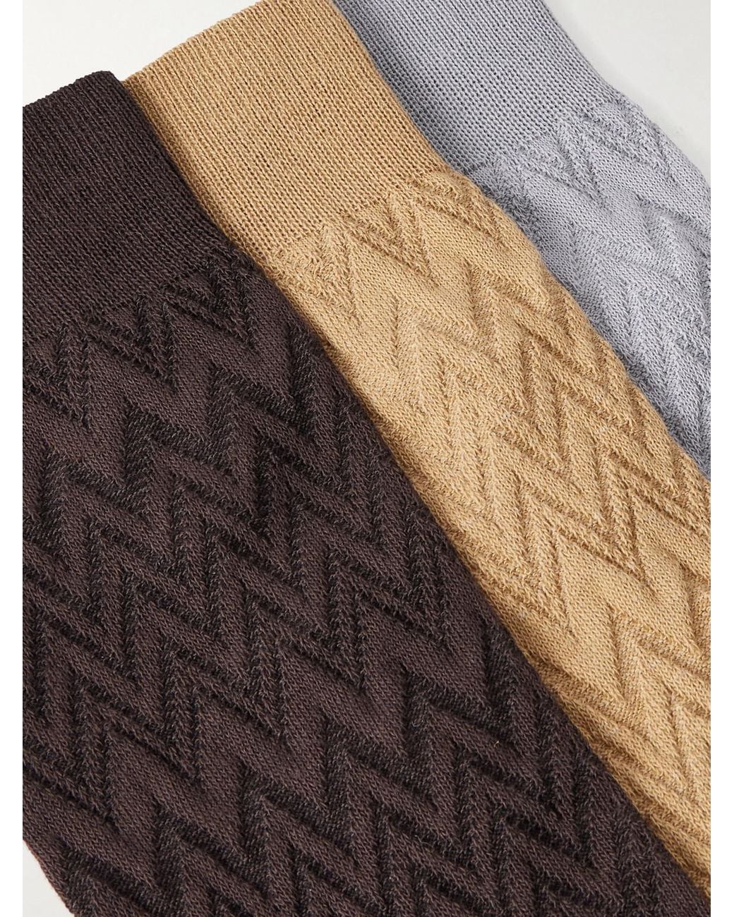 Missoni White Three-Pack Crochet-Knit Cotton-Blend Socks for men