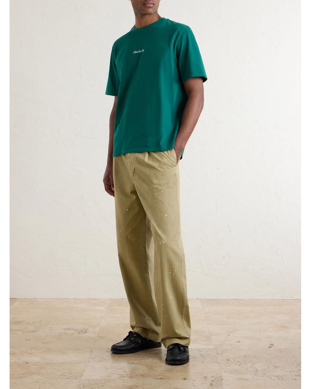 Aimé Leon Dore Green Logo-Embroidered Cotton-Jersey T-Shirt for men
