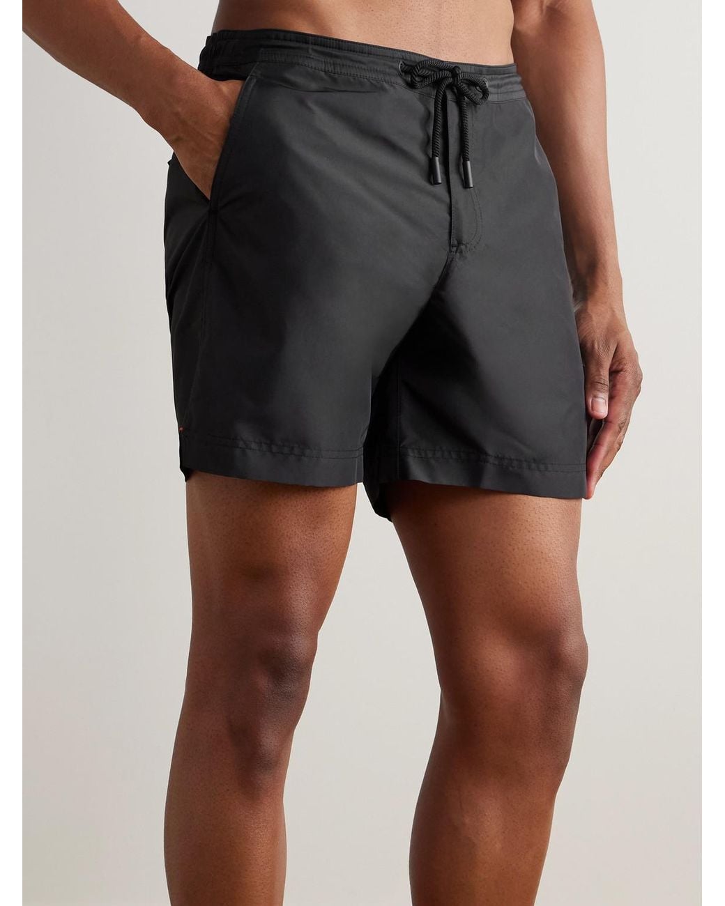Orlebar Brown Black Bulldog Straight-Leg Mid-Length Recycled Swim Shorts for men