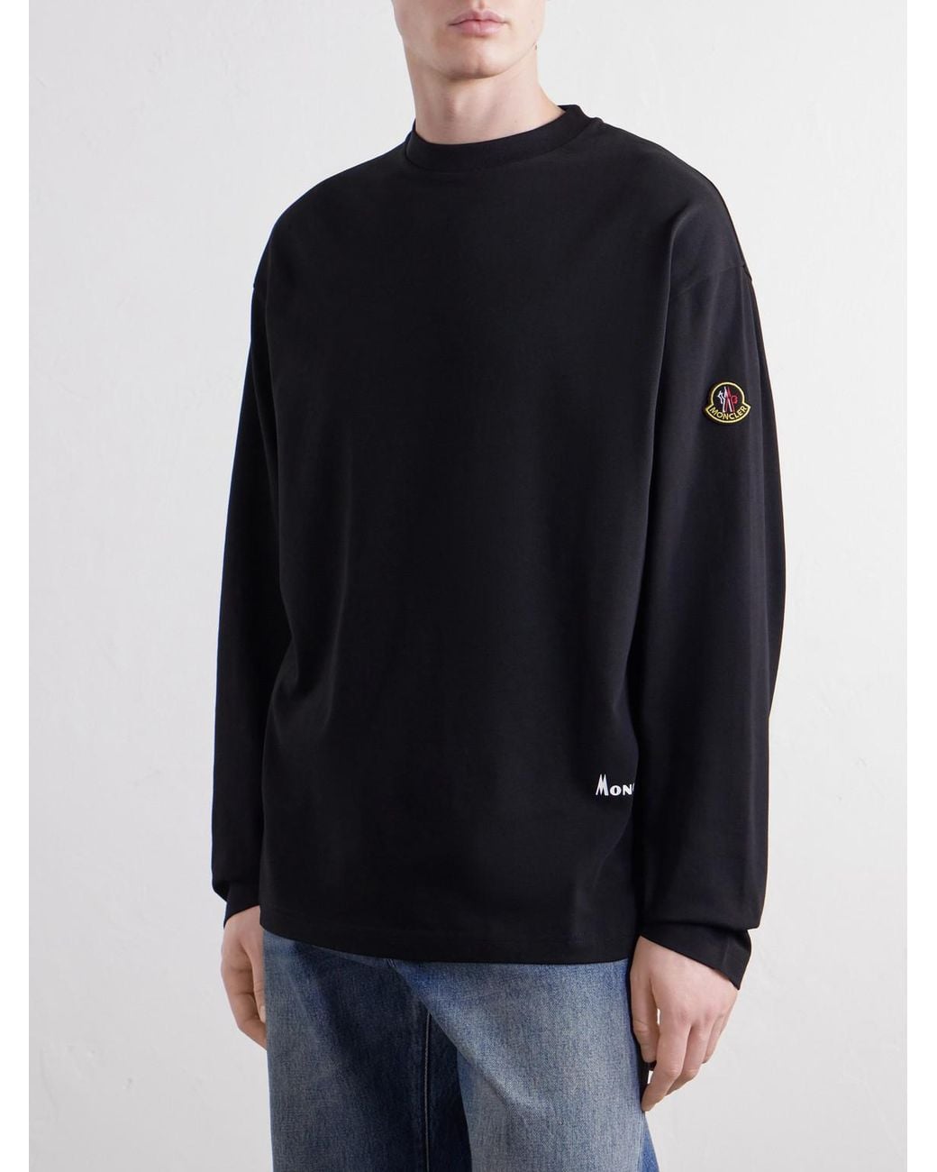 Moncler Black Logo-Detailed Cotton-Jersey T-Shirt for men