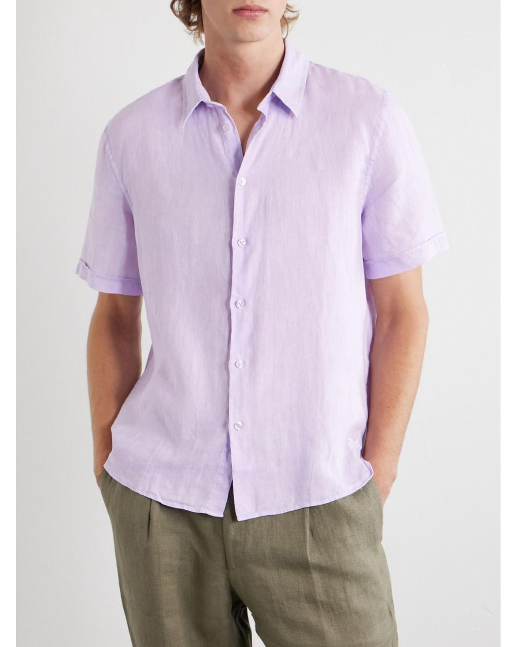 Vilebrequin Pink Courbis Linen Shirt for men