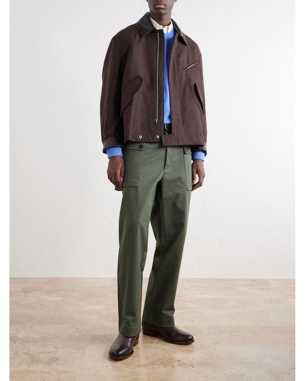 Ghiaia Green Webster Tapered Cotton-Blend Twill Cargo Trousers for men