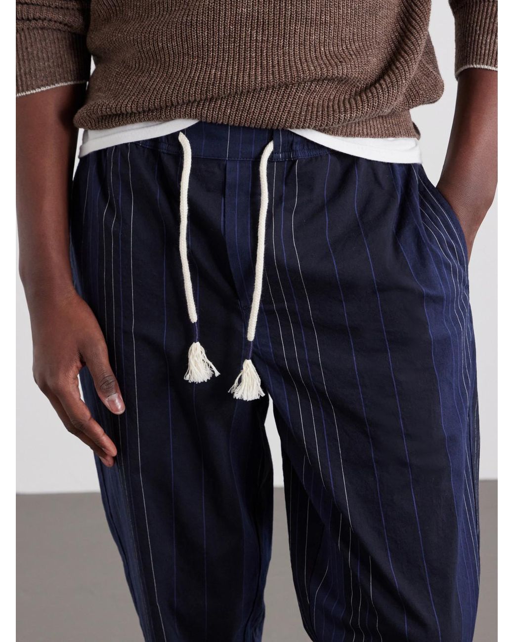Orlebar Brown Blue Sonoran Velo Straight-Leg Striped Cotton Drawstring Trousers for men
