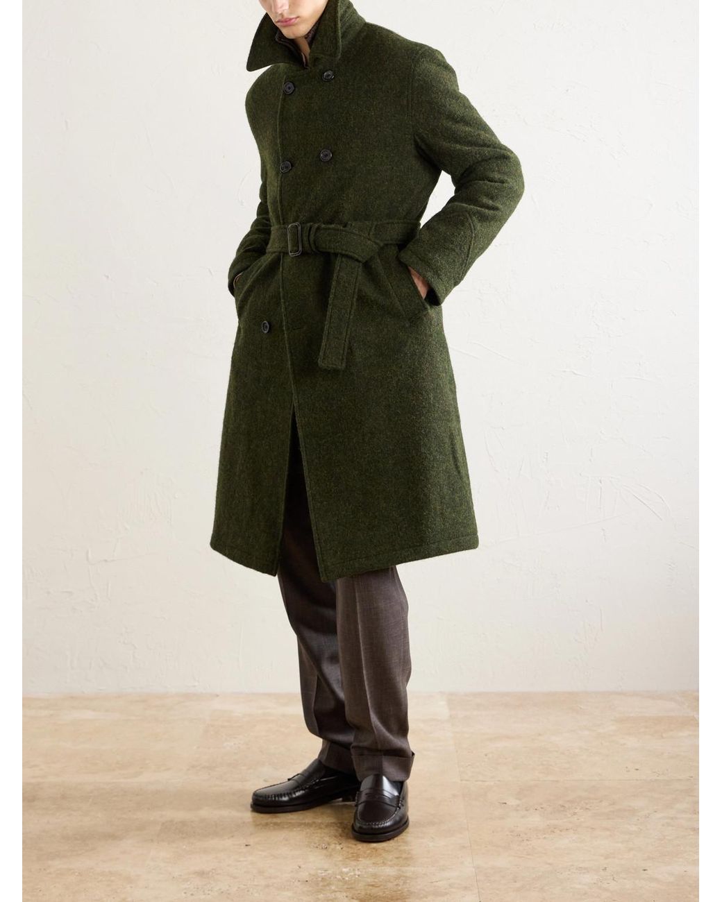 Oliver Spencer Green Morgan Double-breasted Wool Coat for men