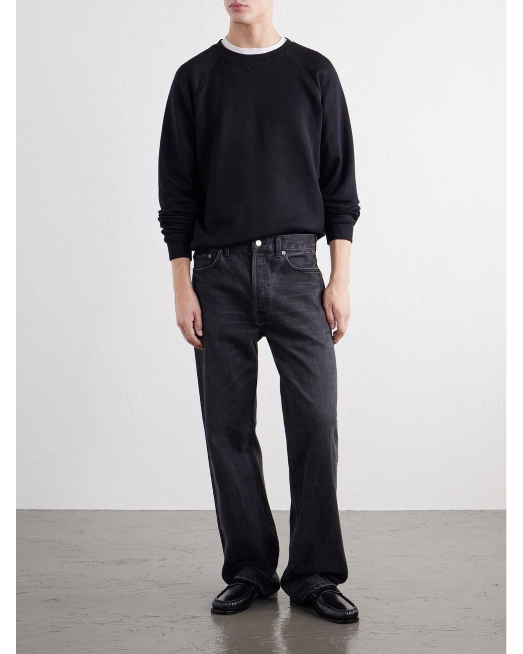 Totême Blue Cotton And Silk-Blend Jersey Sweater for men