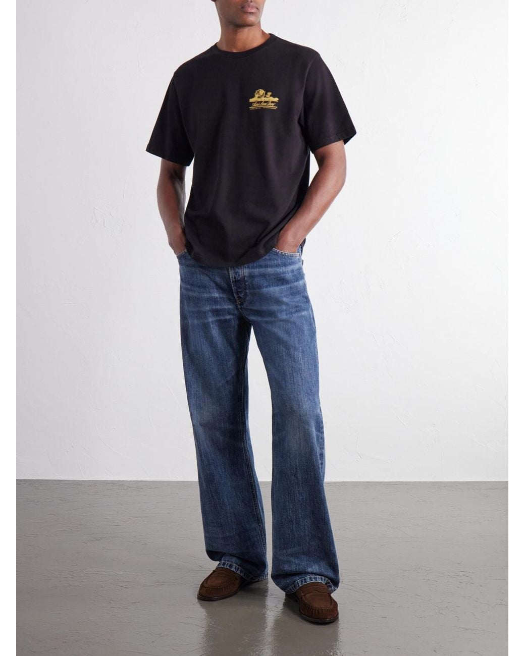 Aimé Leon Dore Black Unisphere Logo-Print Cotton-Jersey T-Shirt for men