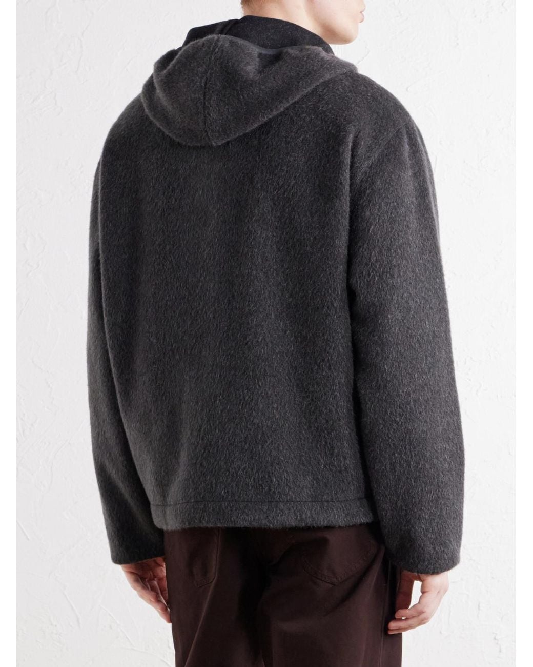 A Kind Of Guise Black Erro Brushed Wool And Mohair-Blend Felt Hoodie for men