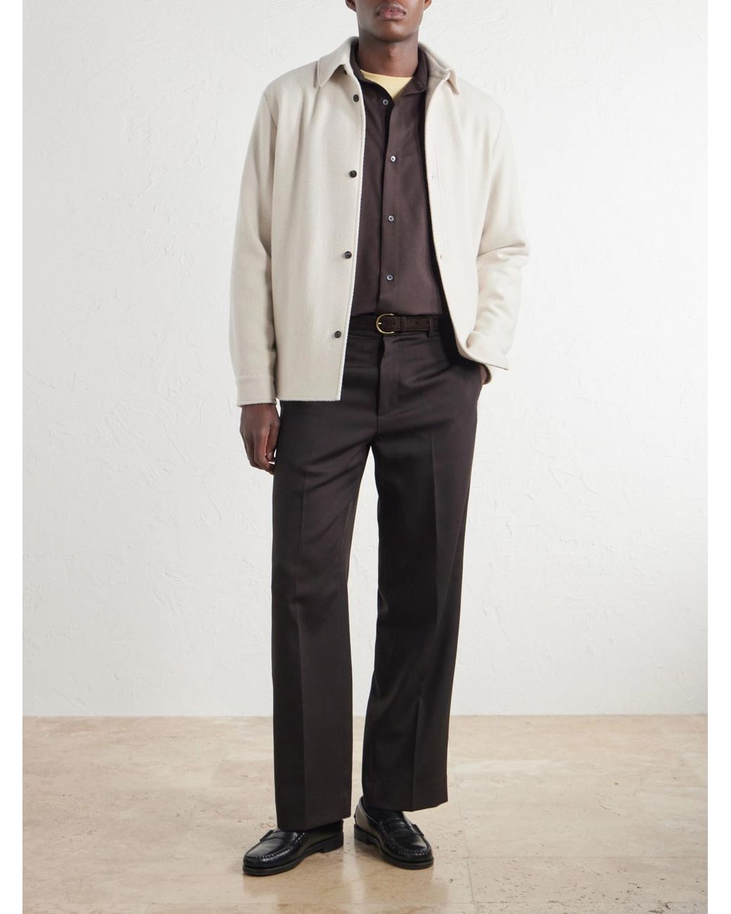 Mr P. Purple Wool, Silk And Cashmere-Blend Shirt for men