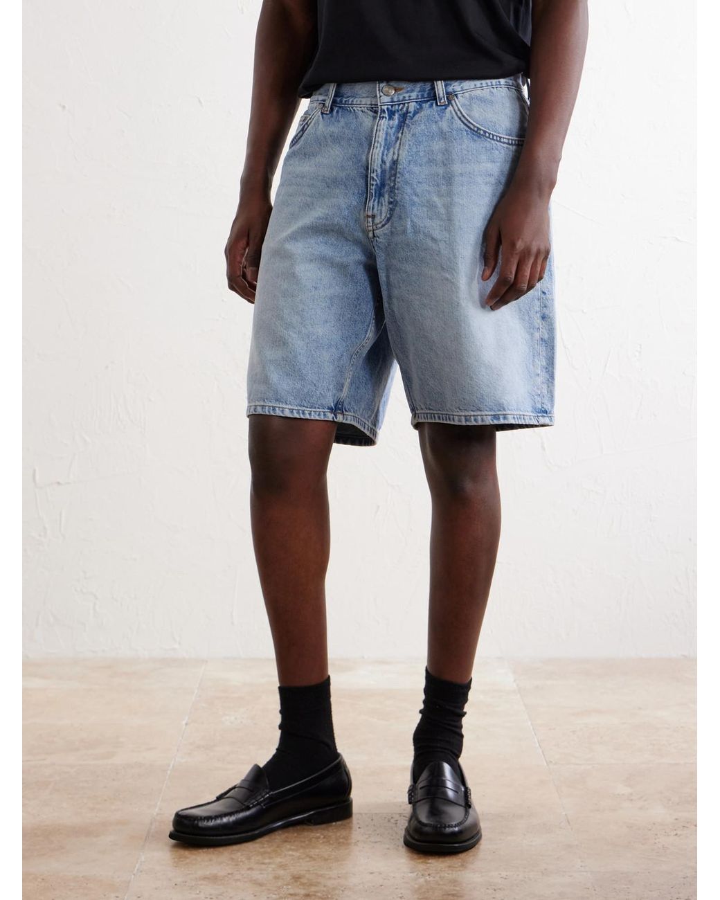 NN07 Blue Otis 1882 Straight-Leg Organic Denim Shorts for men