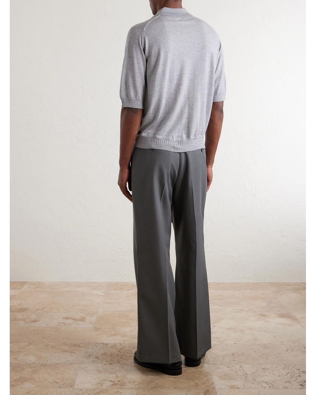 John Smedley Gray Bill Nighy Merino Wool Polo Shirt for men