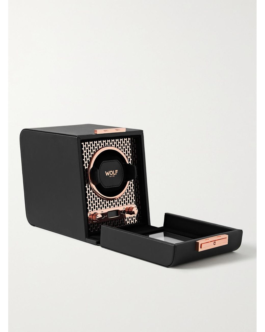 Wolf Black Axis Vegan Leather Single Watch Winder for men