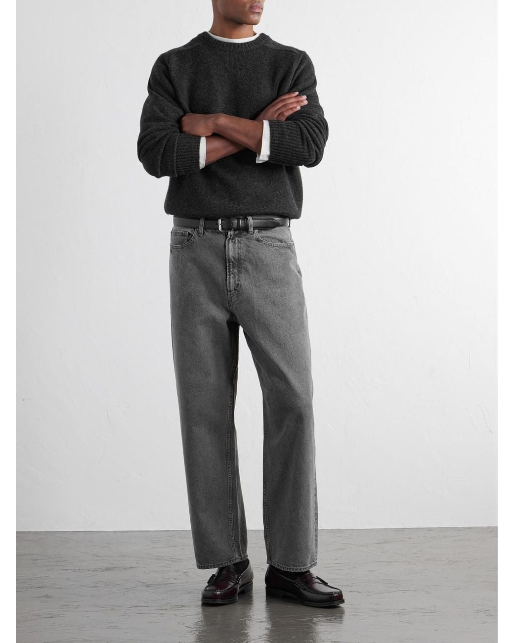 A.PRESSE Gray Wide-Leg Jeans for men