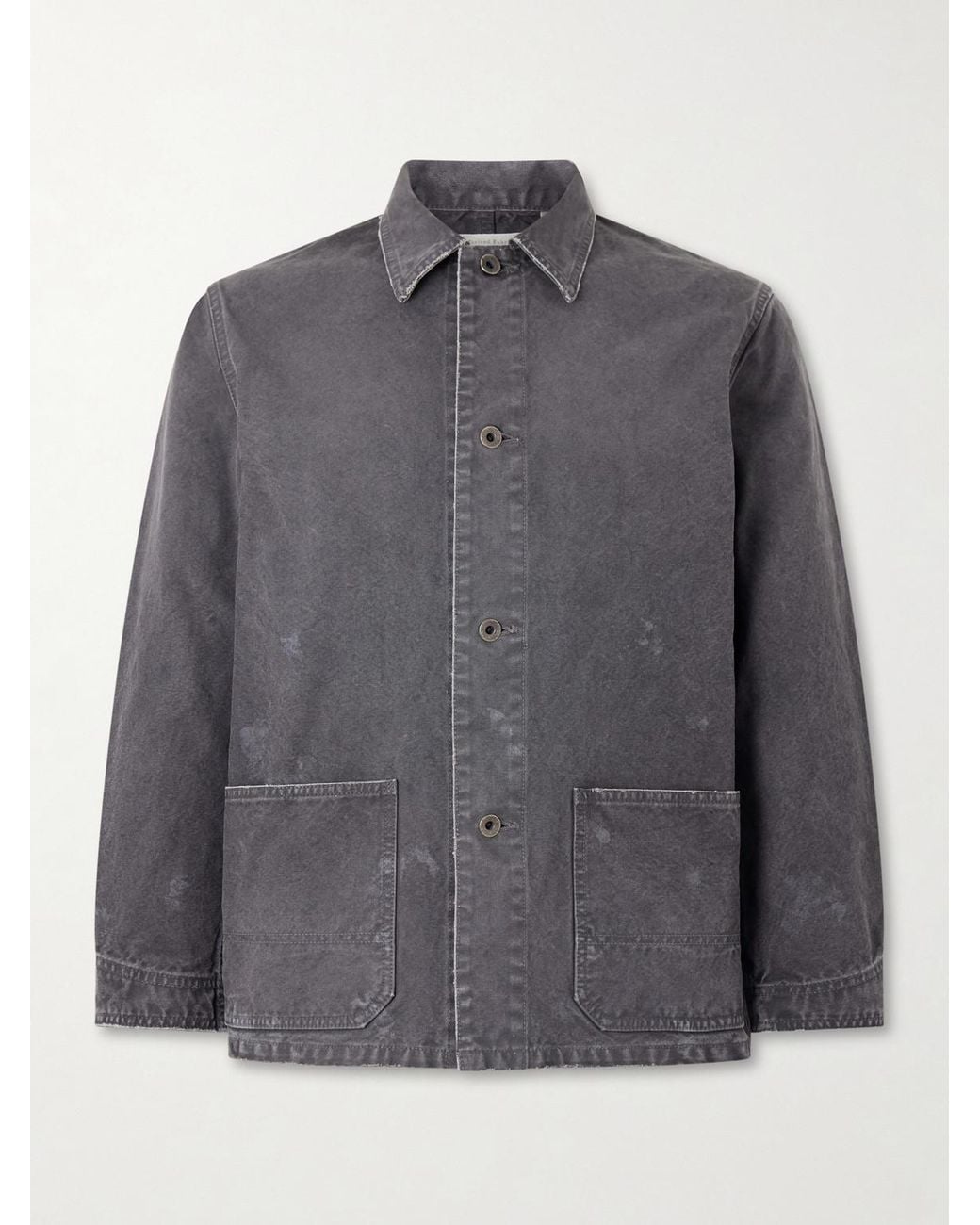 Fullcount Gray Tent Cloth Distressed Denim Chore Jacket for men