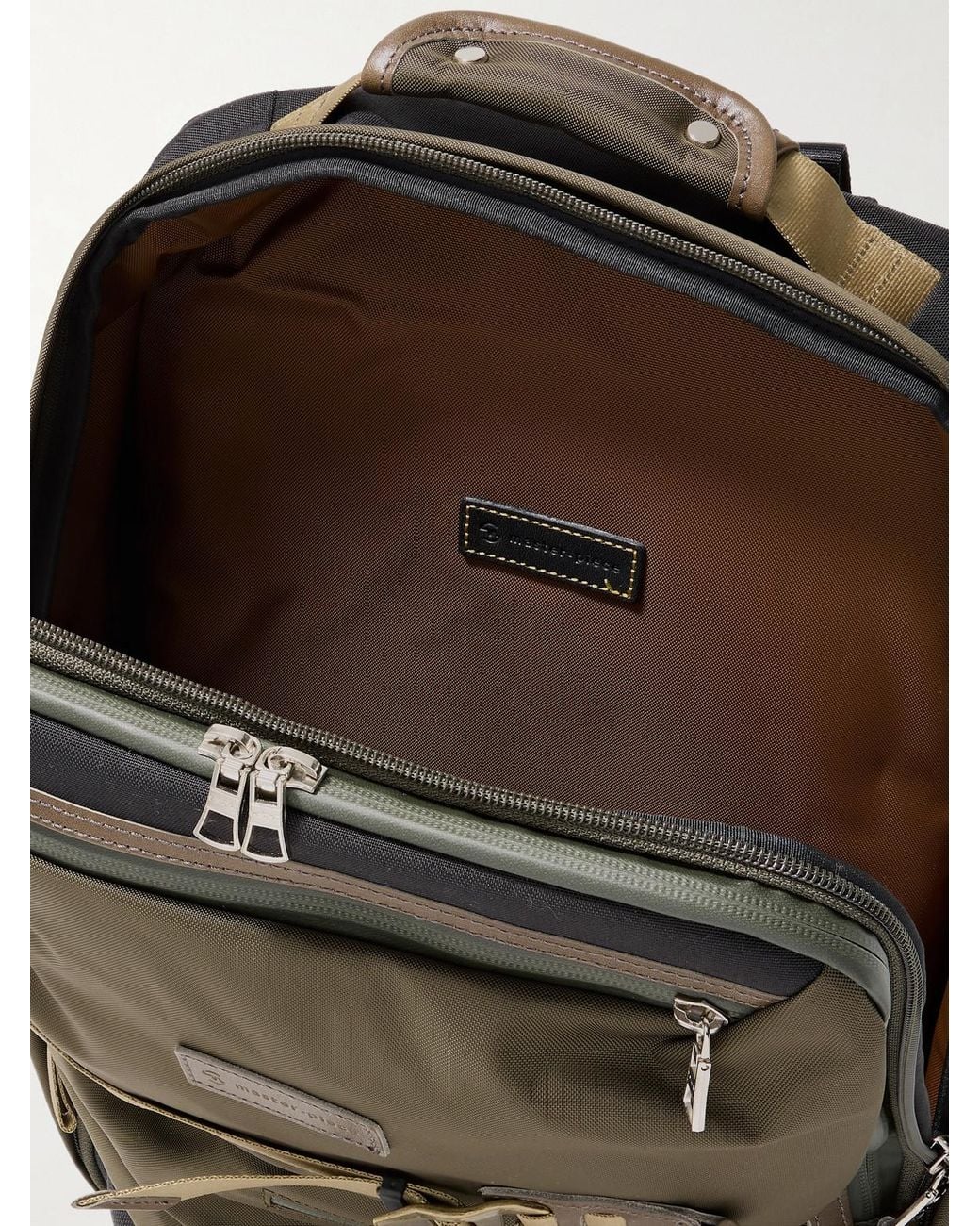 Master Piece Green Potential 2-Way Leather And Webbing-Trimmed Cordura Mastertex Backpack for men