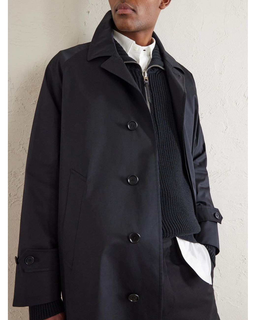 De Petrillo Blue Structured Cotton-blend Coat for men