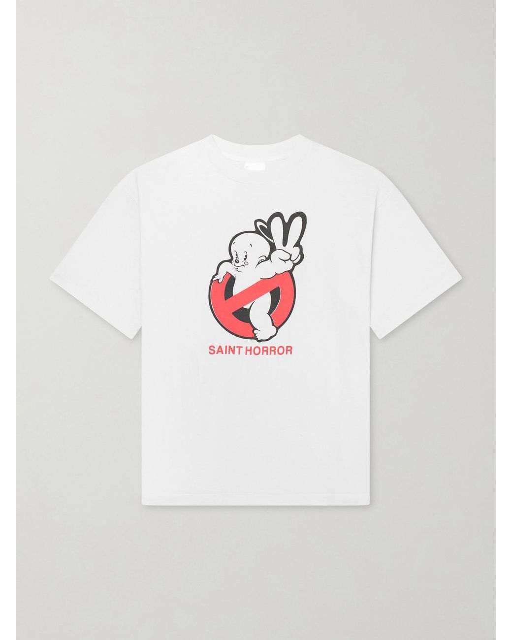 SAINT Mxxxxxx White Saint Horror Printed Cotton-jersey T-shirt for men