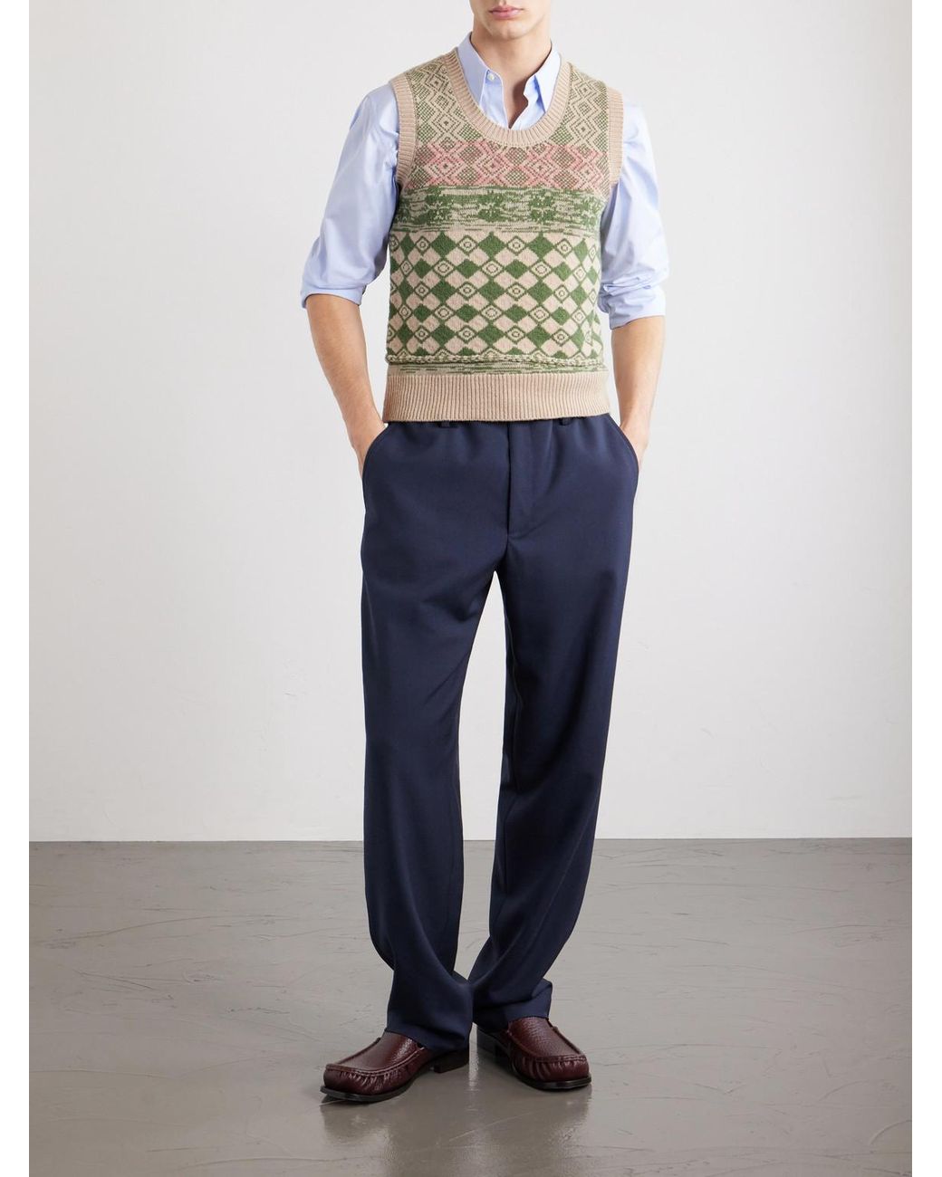 Dries Van Noten Blue Penny Straight-leg Wool Trousers for men