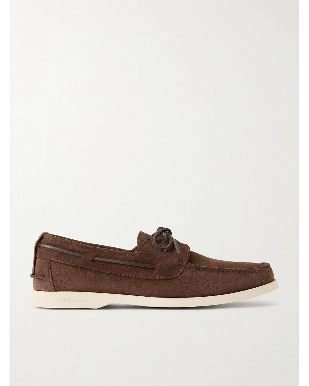 Kiton Brown Suede Boat Shoes for men