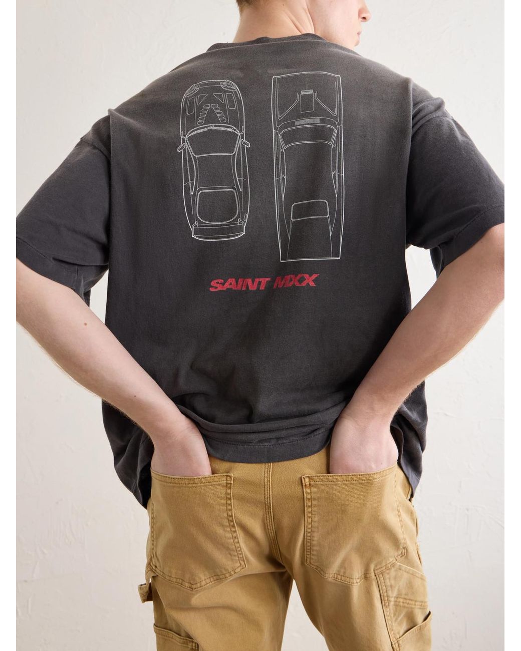 SAINT Mxxxxxx Gray Fast & Furious Paint-Splattered Printed Cotton-Jersey T-Shirt for men