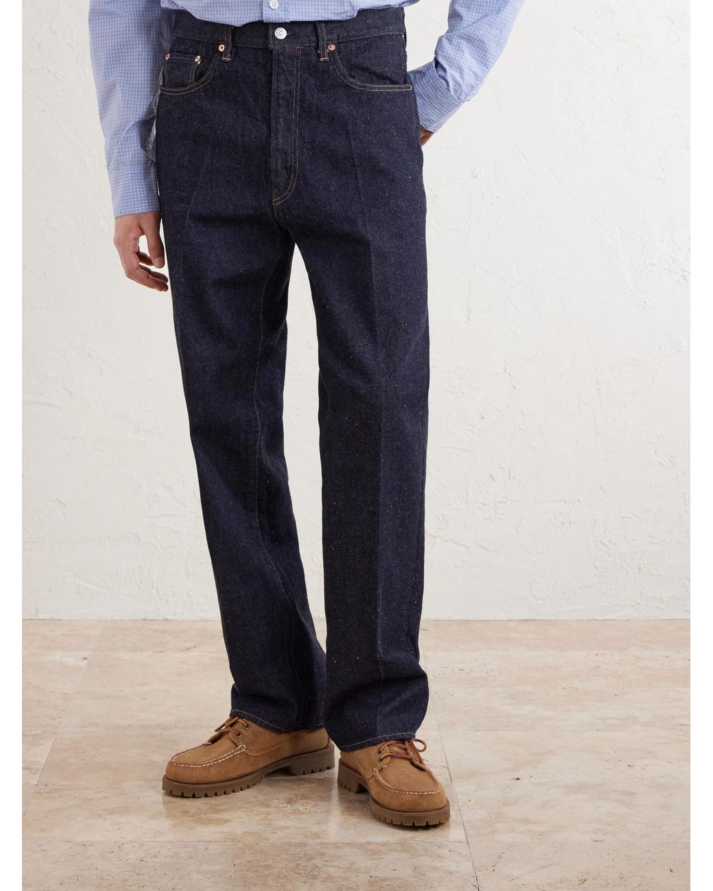Kaptain Sunshine Blue Skate Straight-Leg Selvedge Jeans for men
