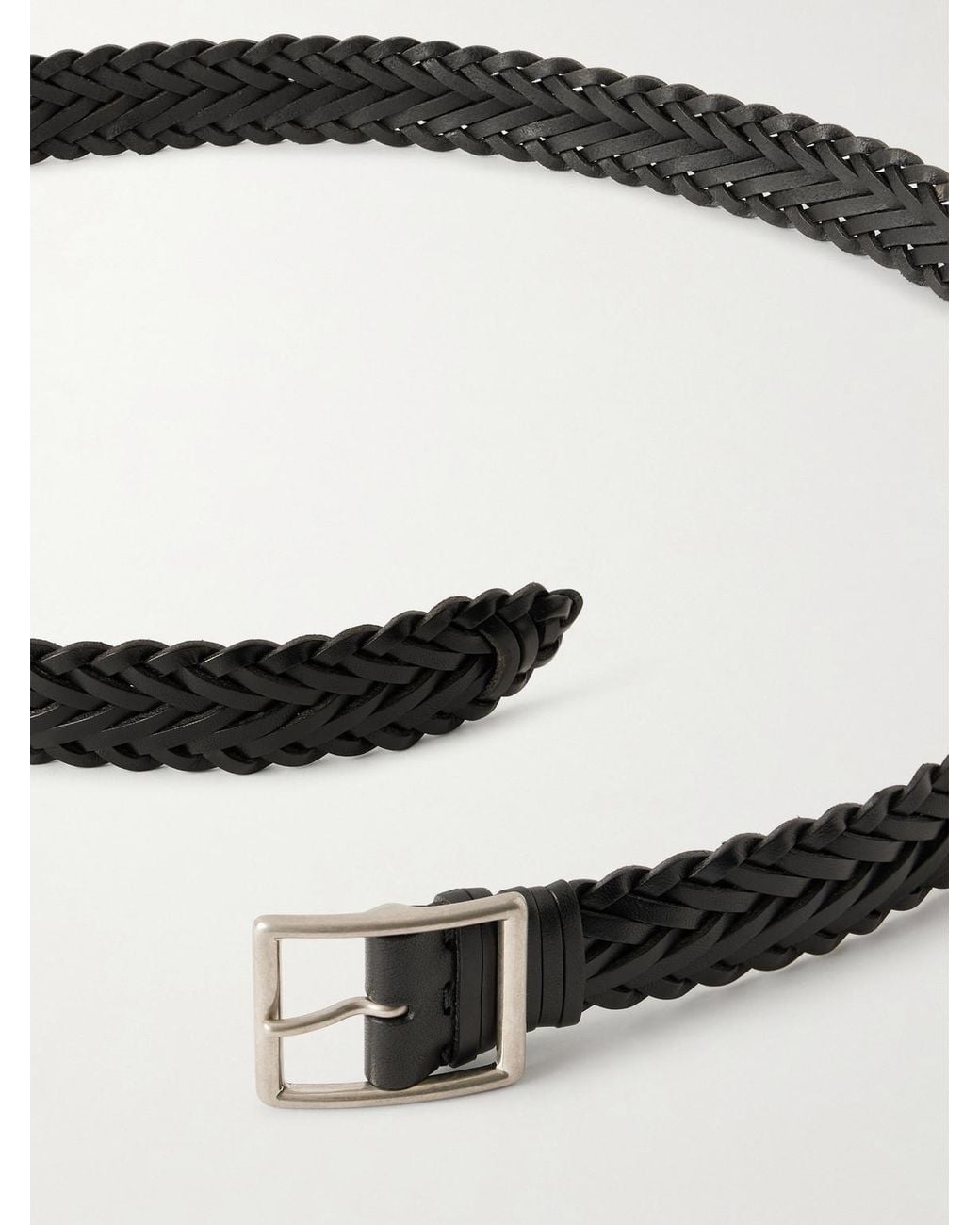 Nili Lotan Black 3cm Nic Woven Leather Belt for men
