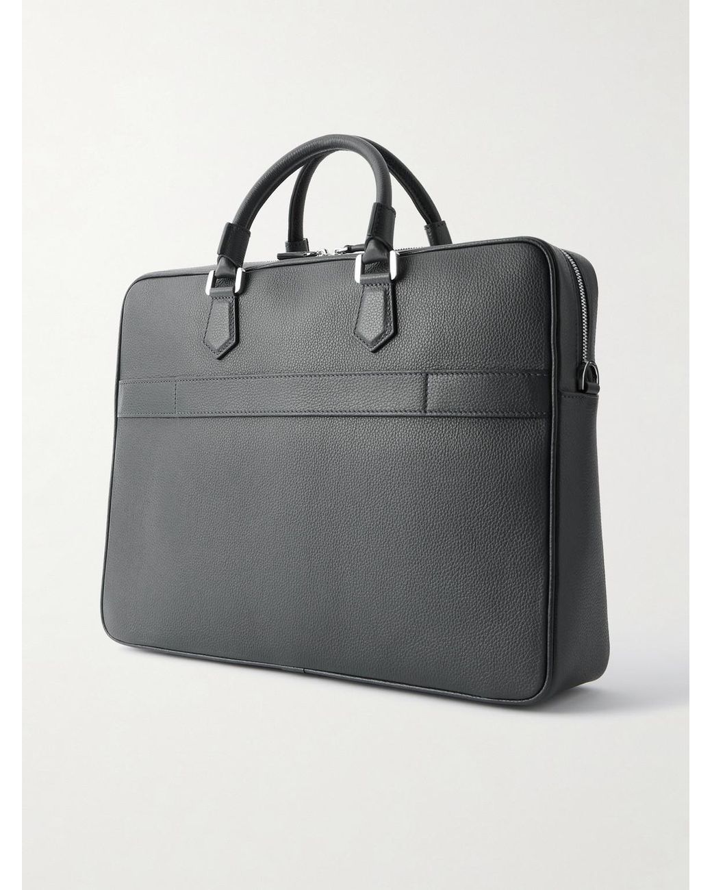 Serapian Black Cachemire Full-Grain Leather Briefcase for men