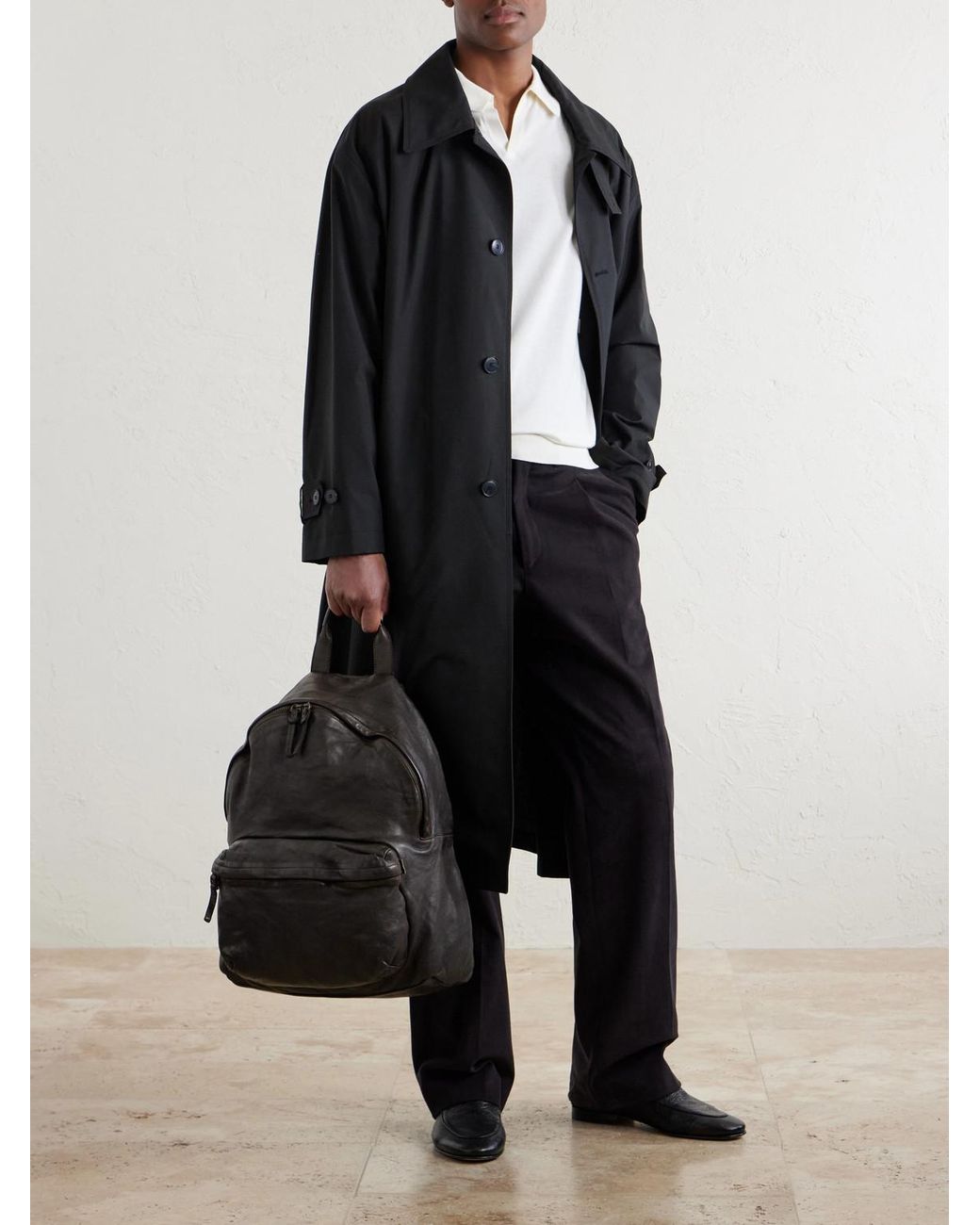 Officine Creative Black Ignis Leather Backpack for men