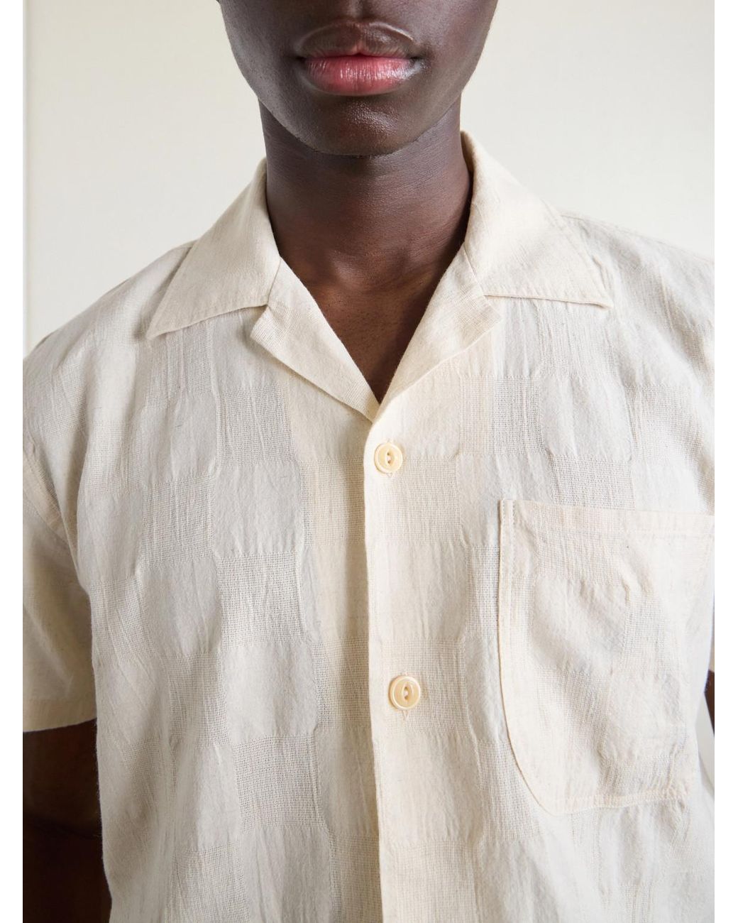 Drake's Natural Camp-Collar Linen Shirt for men