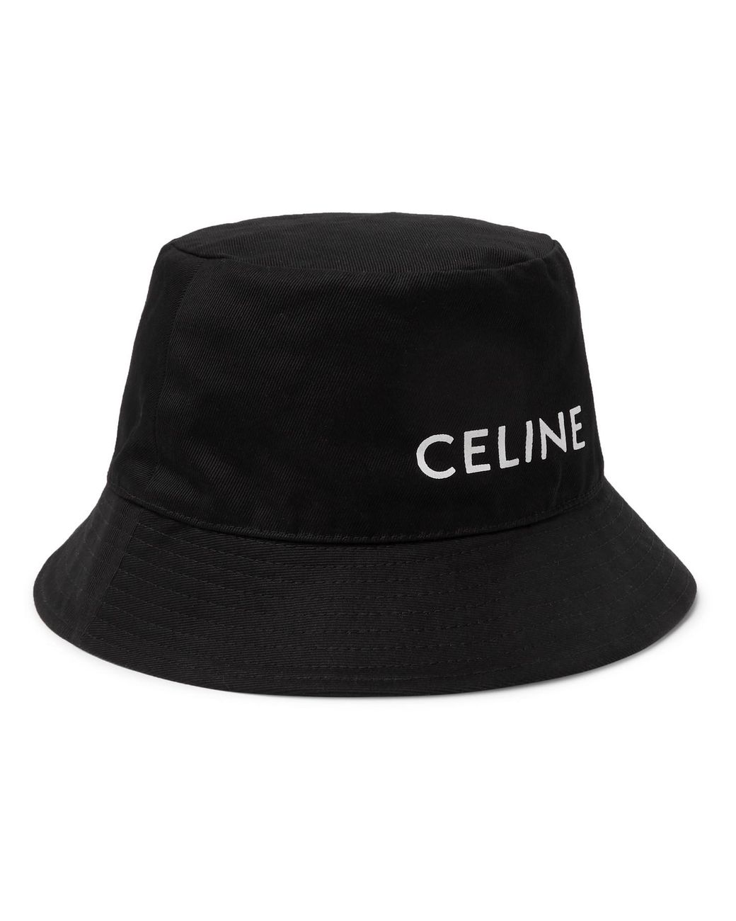 CELINE HOMME Logo-print Cotton-twill Bucket Hat in Black for Men | Lyst