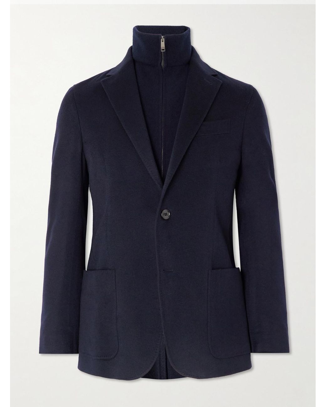 Zegna Blue Layered Cashmere Blazer for men