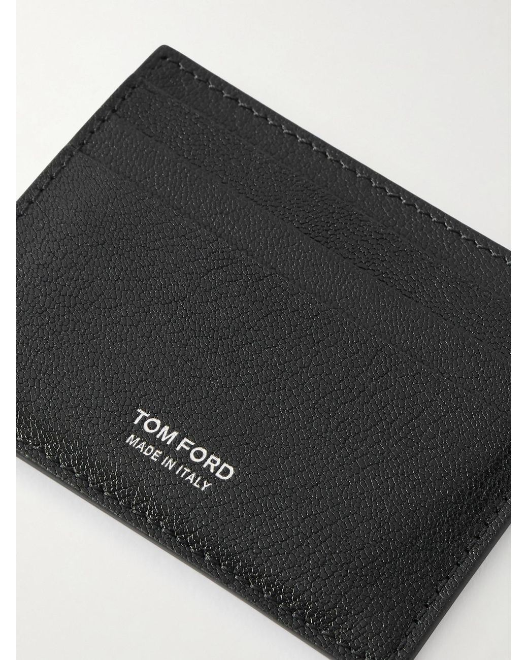 Tom Ford Black Pebble-Grain Leather Cardholder for men