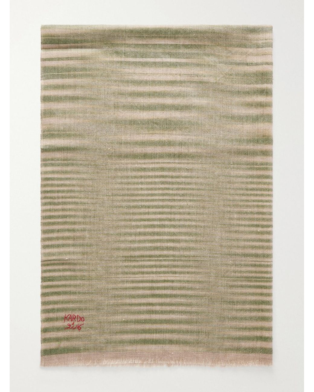 Kardo Natural Embroidered Striped Cashmere Scarf for men