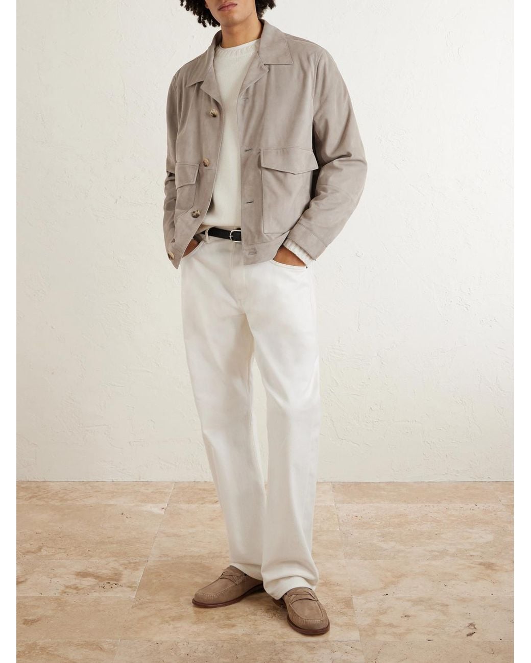 Brunello Cucinelli Natural Suede Blouson Jacket for men
