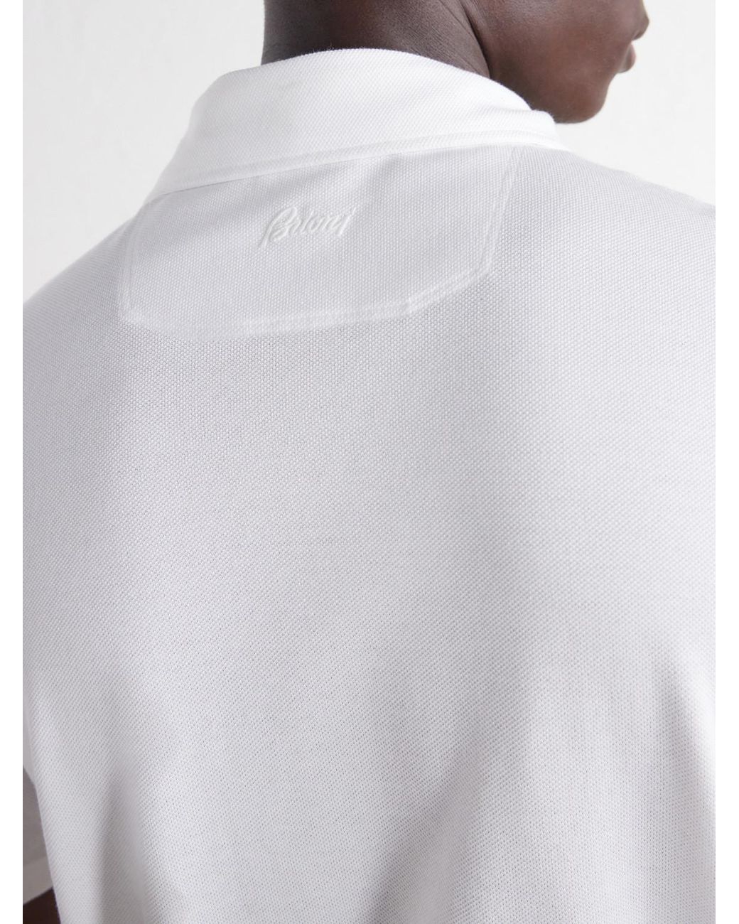 Brioni White Cotton-Piqué Polo Shirt for men