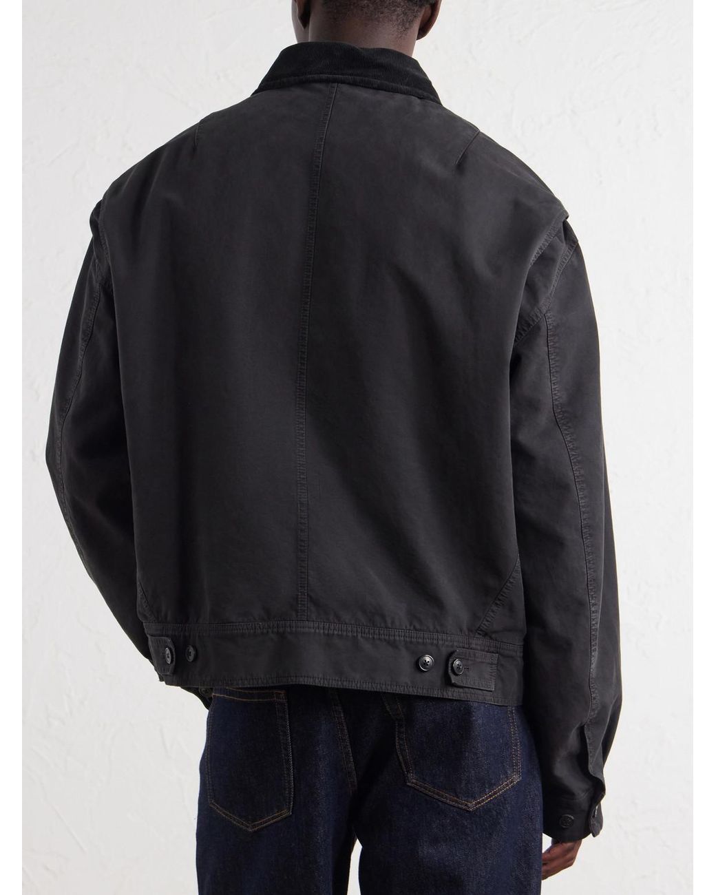 Dries Van Noten Black Corduroy-Trimmed Cotton-Canvas Jacket for men
