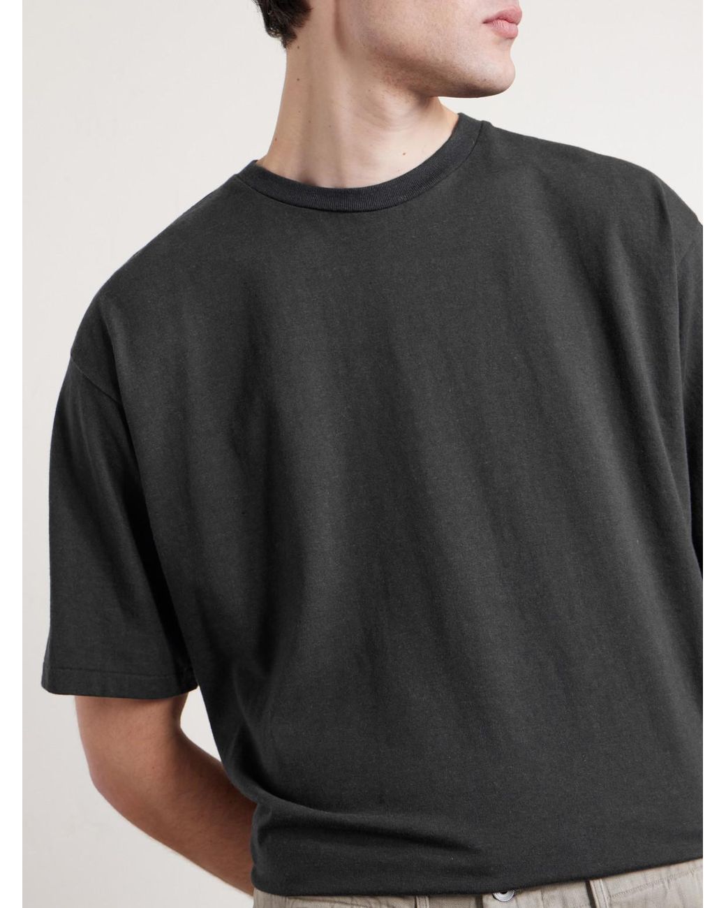 A.PRESSE Black Cotton And Cashmere-Blend T-Shirt for men