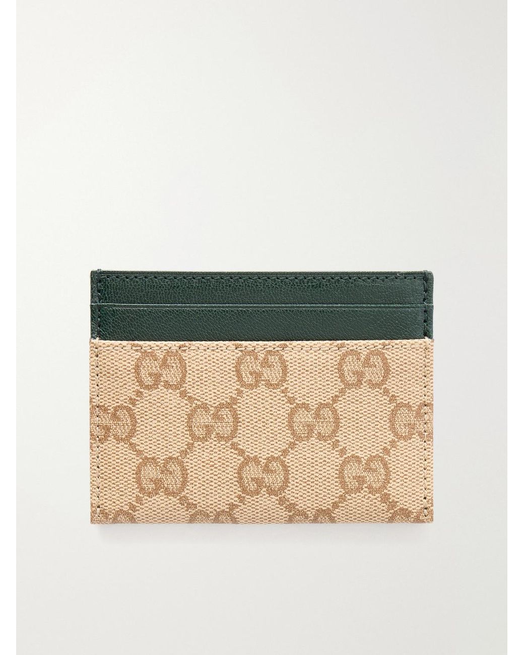Gucci Natural Essence Classic Leather-Trimmed Coated-Canvas Cardholder for men