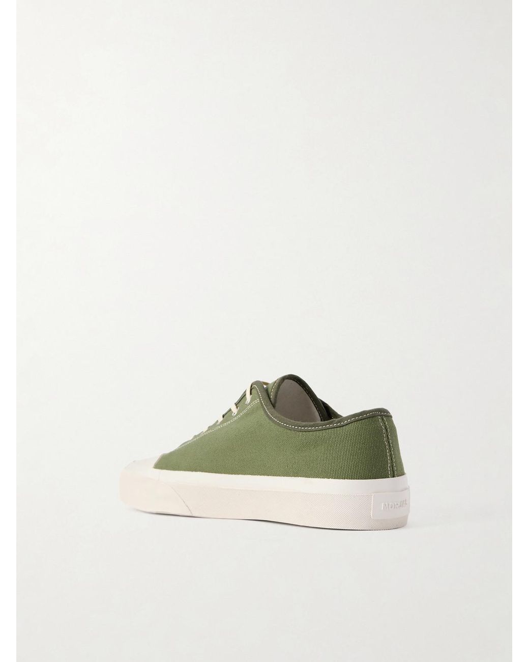 Morjas Green Plimsoll Rubber-Trimmed Canvas Sneakers for men
