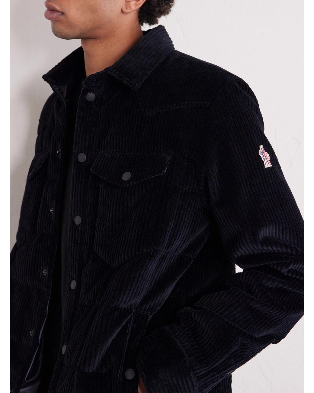 Moncler Blue Gelt Quilted Cotton-Blend Corduroy Down Shirt Jacket for men