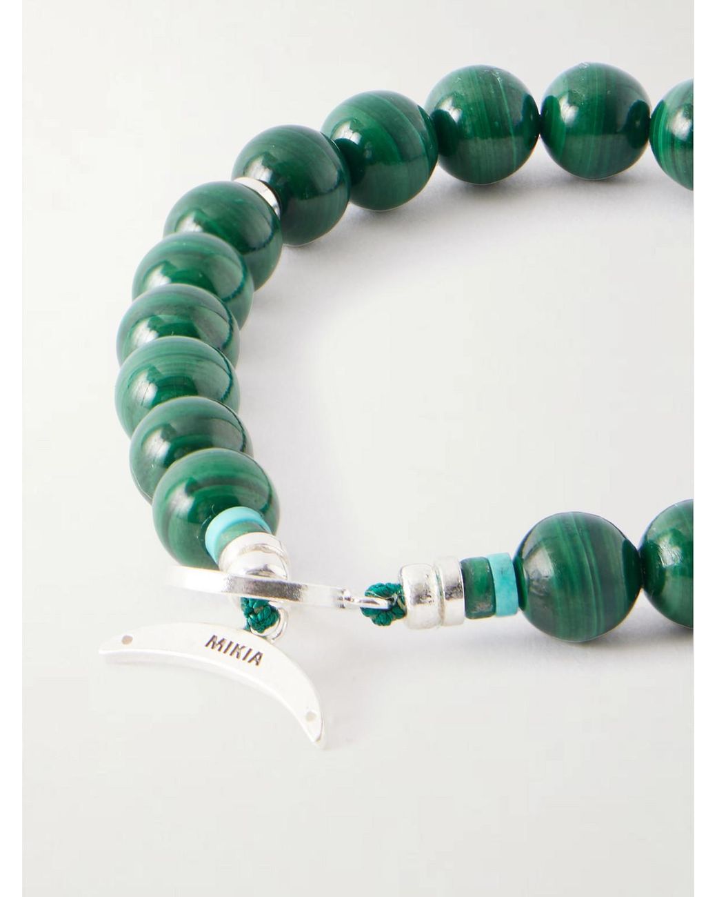 Mikia Green Circle8 Sterling And Malachite Beaded Bracelet for men