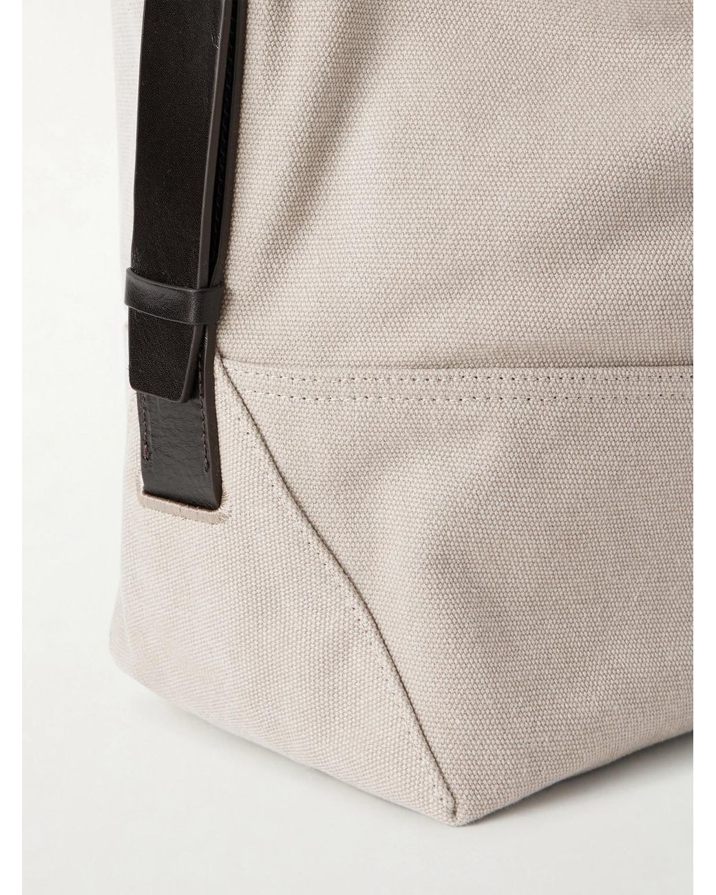 Lemaire Natural Leather-Trimmed Cotton-Canvas Tote Bag for men
