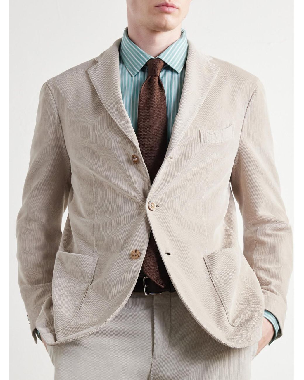 Boglioli Natural Cotton-blend Corduroy Suit Jacket for men