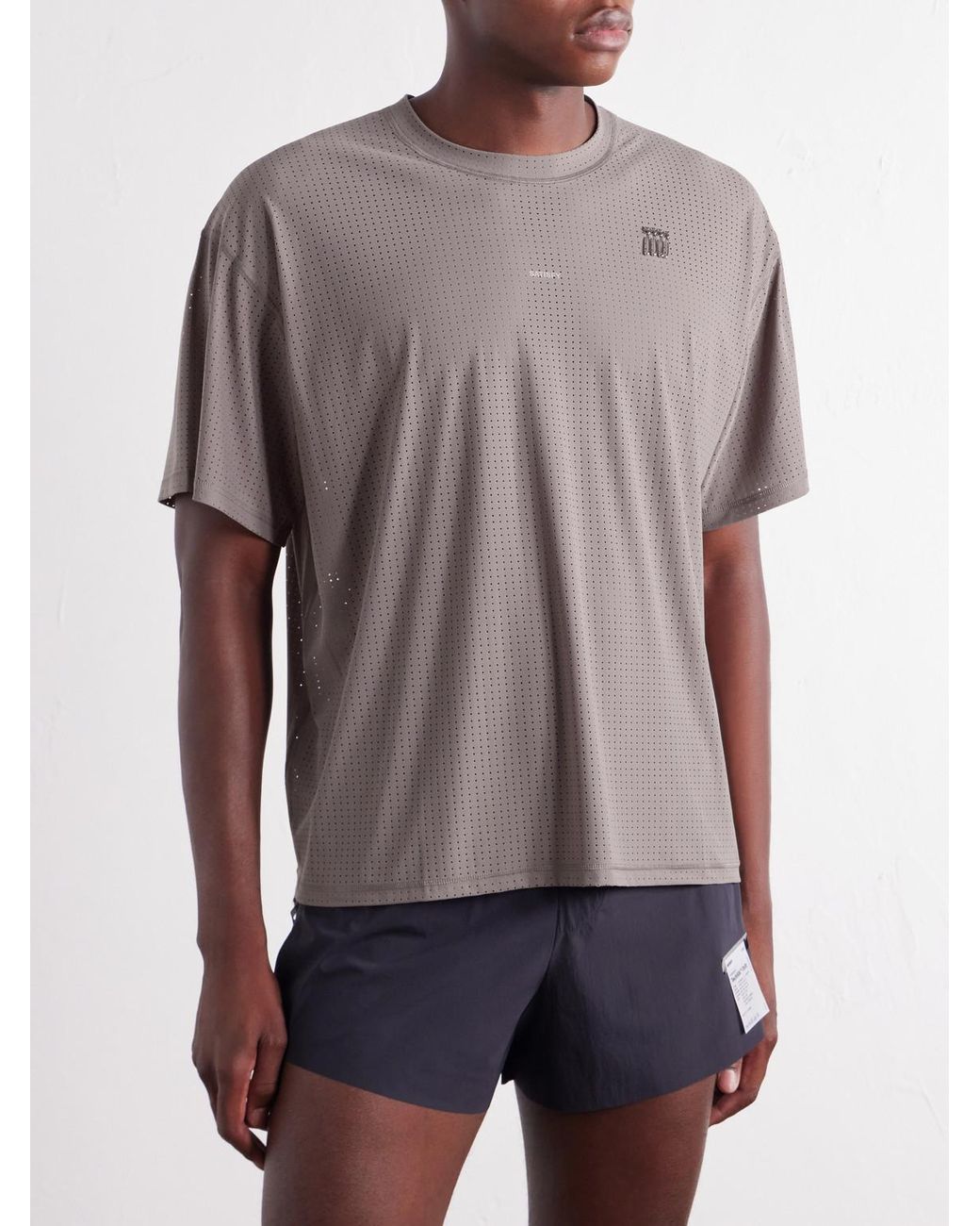 Satisfy Gray Embellished Space-O Mesh T-Shirt for men