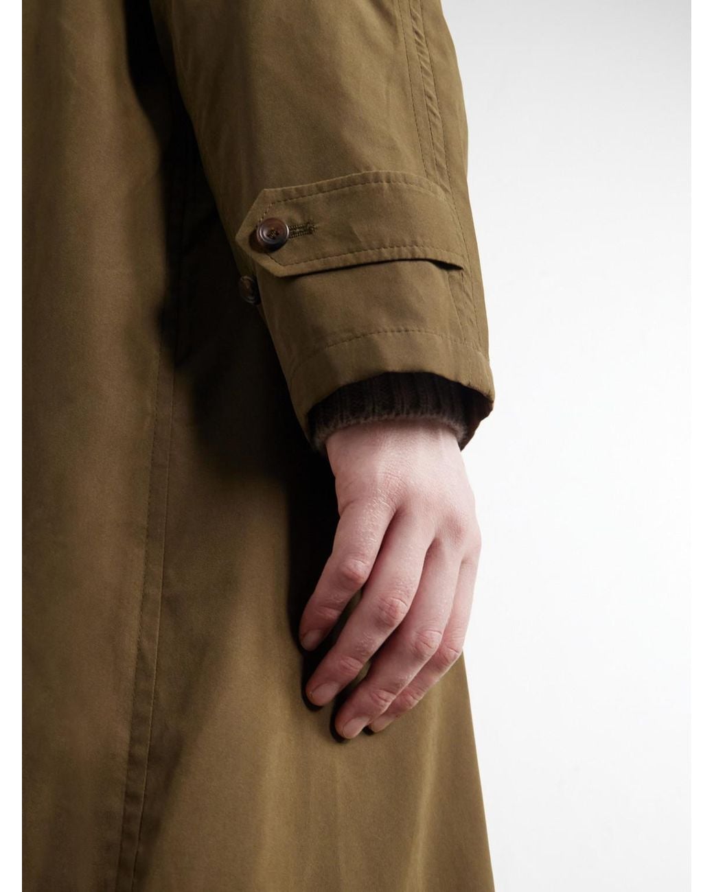 Anderson & Sheppard Green Shell Trench Coat for men