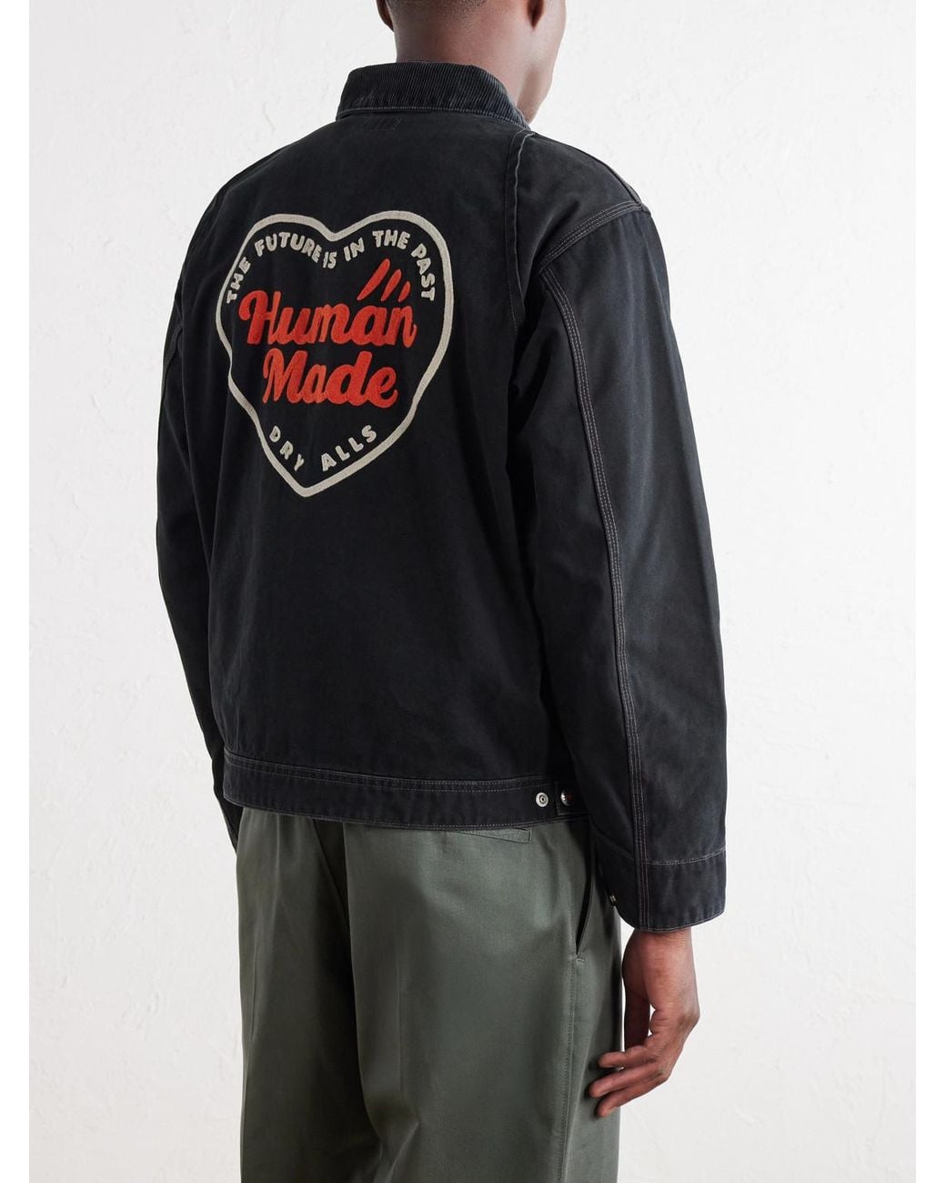 Human Made Blue Logo-Embroidered Corduroy-Trimmed Cotton-Twill Blouson Jacket for men