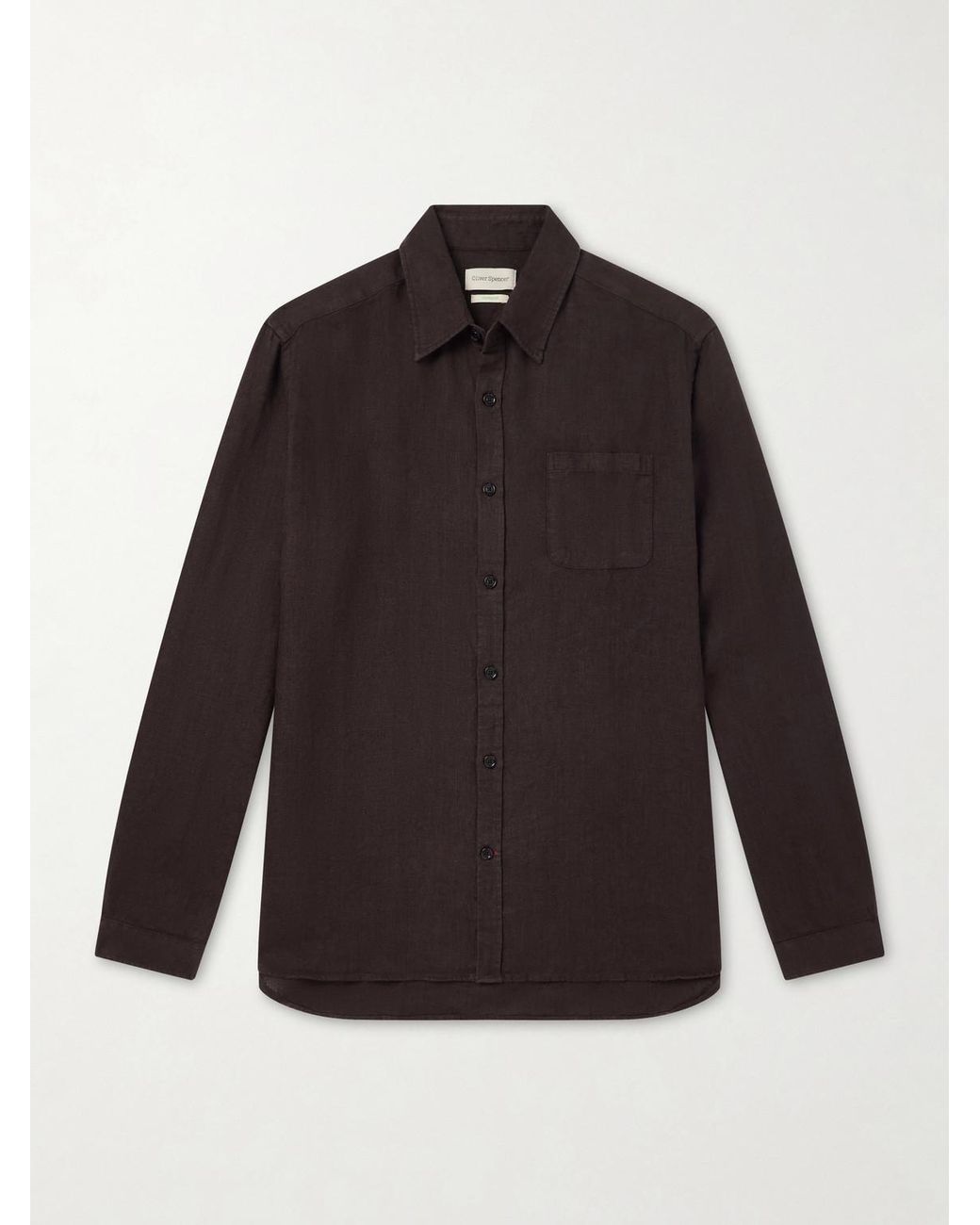 Oliver Spencer Brown New York Linen Shirt for men