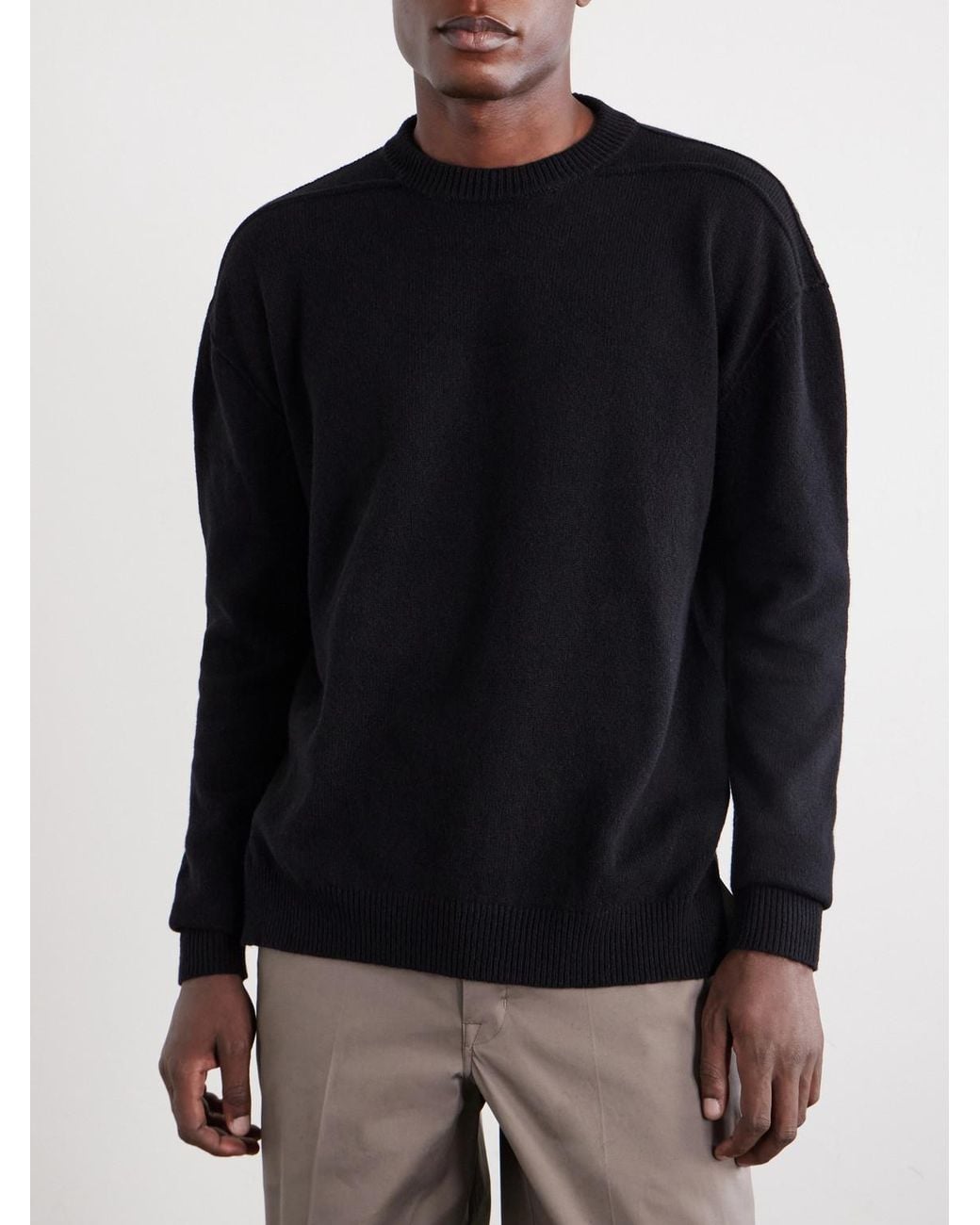 Rick Owens Blue Cashmere-Blend Knitted Sweater for men