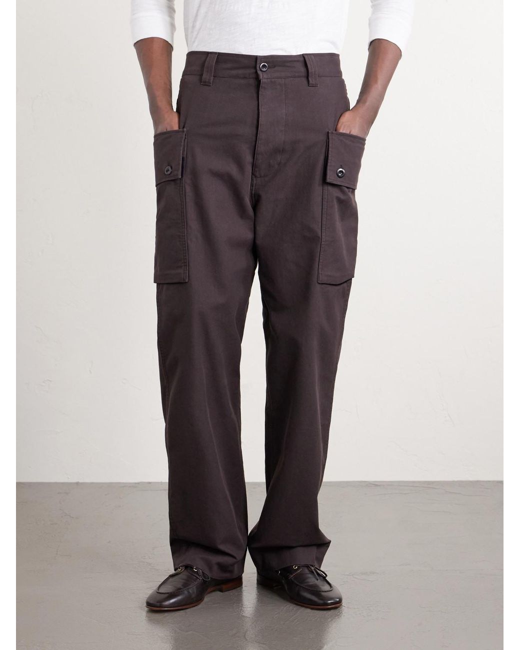 Margaret Howell Blue Straight-Leg Cotton-Twill Cargo Trousers for men