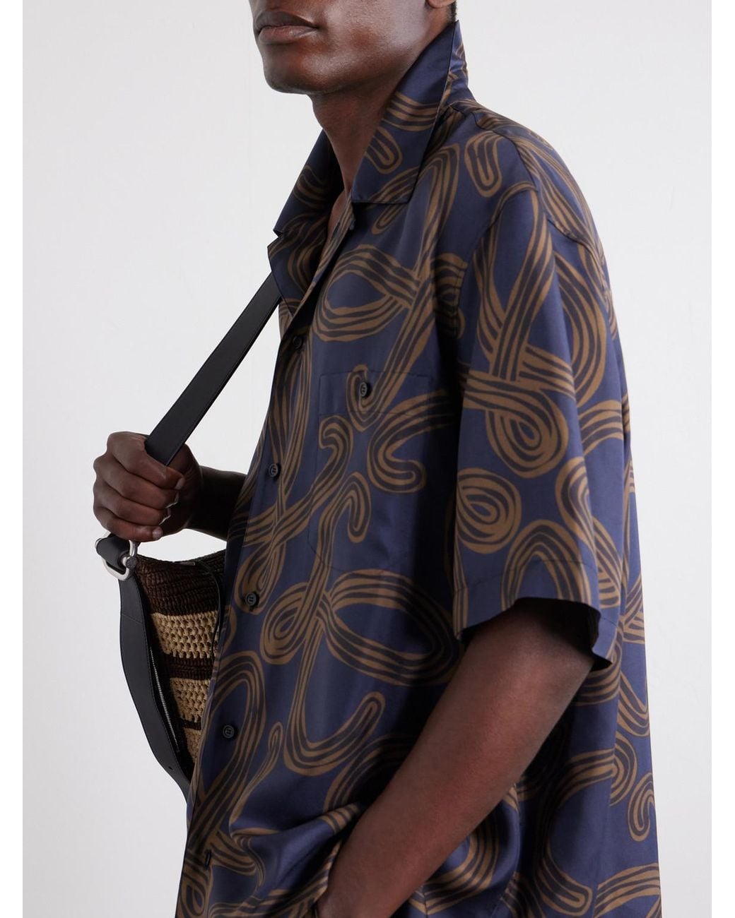 Loewe Blue Paula's Ibiza Convertible-Collar Printed Silk-Satin Shirt for men